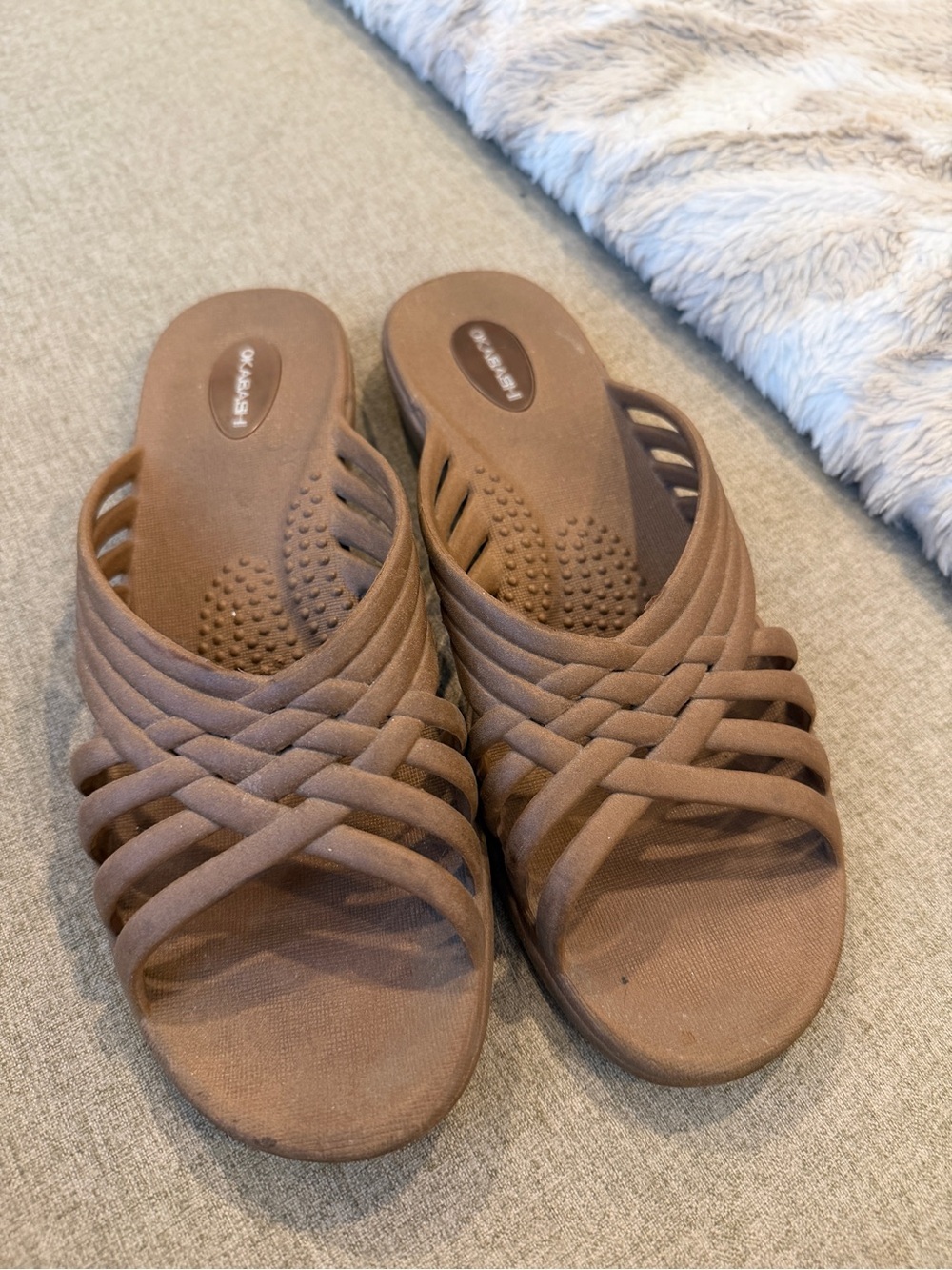 Okabashi Brown Women's Slide Clogs with Woven Straps